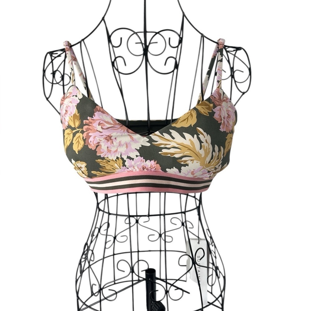 MONTE & LOU PARAISO ELASTIC TRIM CROP TOP BIKINI, US Size 10, NWT